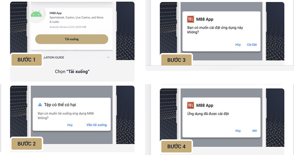 Hướng dẫn tải M88 app cho điện thoại Android